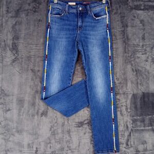 Pilcro Anthropologie Jeans Womens 26 Blue Slim Boyfriend Crop Side Stripe Ankle